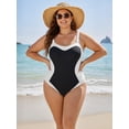 thumbnail image 6 of MOYIKO Women Slimming Tummy Control One Piece Swimsuit Retro Square Neck Bathing Suit, 6 of 7
