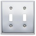 thumbnail image 1 of Baldwin 4761260 Beveled Edge Solid Brass Double Toggle Switchplate, Polished Chrome, 1 of 1