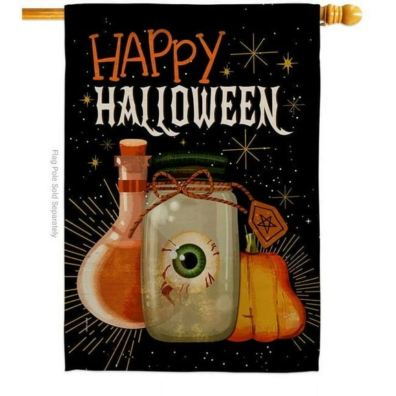 Breeze Decor H112109-BO 28 x 40 in. Spooky Eye House Flag with Fall Halloween Double-Sided Decorative Vertical Flags Decoration Banner Garden Yard Gift