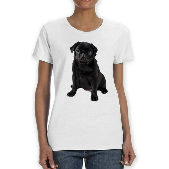 Sitting Black Pug T-Shirt Women -SPIdeals Designs, Female 3X-Large