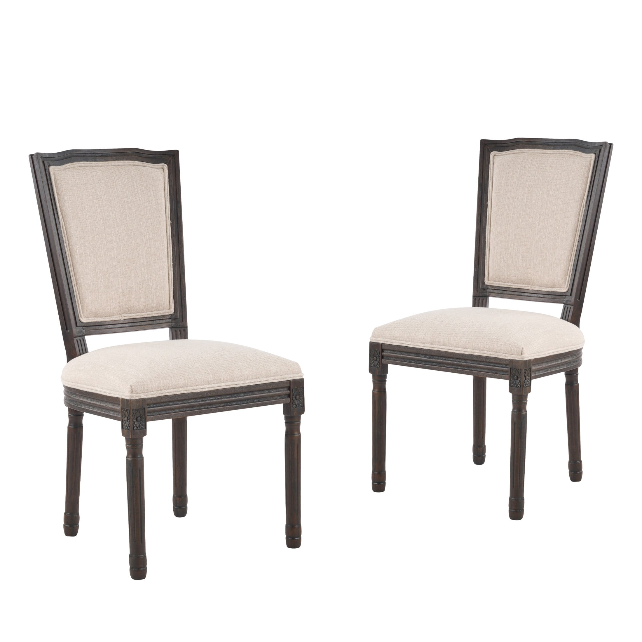 Christopher Knight Home Set of 2 French Country Upholstered Dining Chairs, Rubberwood Frame, Beige