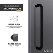76 H x 60 W Sliding Frameless Shower Door Matte Black w/ Tinted Glass