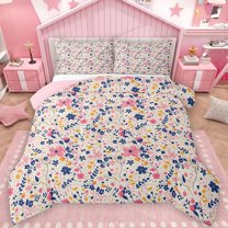 Castle Fairy Chic Floral Flowers Boy Girl Full Size Comforter Sets 3-Piece,Spring Garden Bedding Comforter Set,Dreamy Princess Lightweight Bedding Sets,Super Cozy Room Decor,Reversible