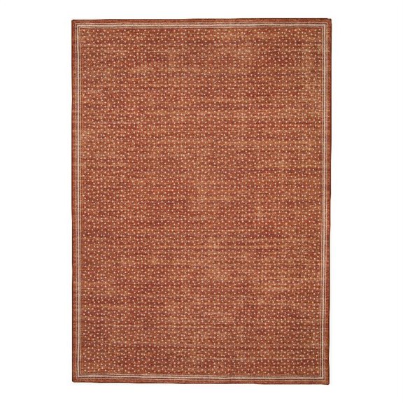 Linon Outdoor Washable Hama Polyester Accent 3'x5' Rug in Orange and Ivory