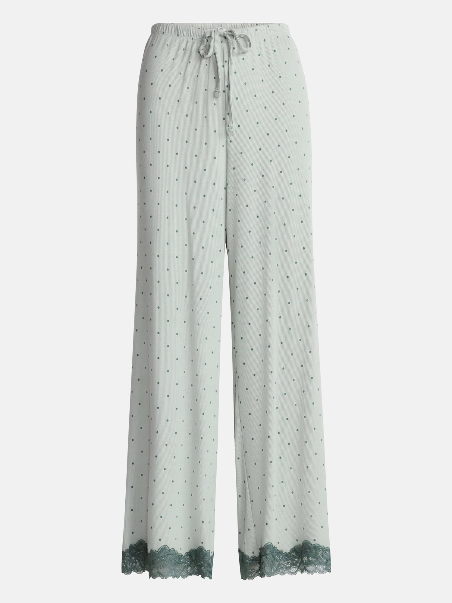 Joyspun Women’s Lace Trim Ribbed Pants, 30'' Inseam, Sizes XS-3X