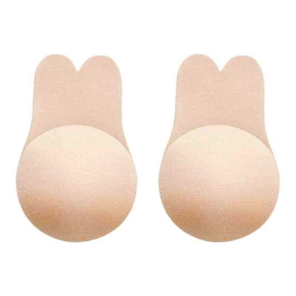 OQRKI Rabbit Ear Self Adhesive Invisible Bra Breast Lifting Push Up Strapless Backless Nipple Covers for Wedding Party, Adhesive Bra