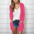 thumbnail image 4 of Solid Color Pocket Casual Long Sleeve Top Hooded Cardigan Jacket, Pink L, Size S-2XL, 4 of 6