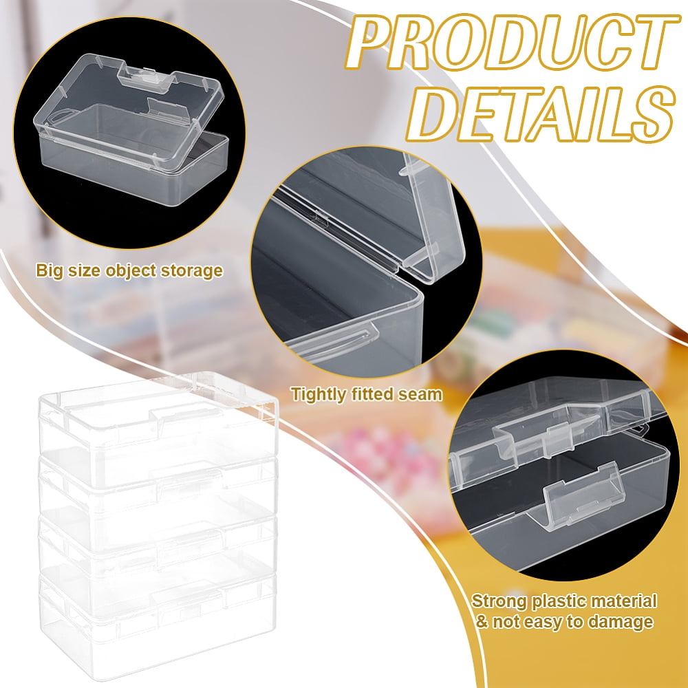 6Pcs Rectangle Plastic Container Box 6.3x3.5x1.7Inch Small Clear Storage Organizer with Lids for Beads Jewelry Small Craft Accessories Office