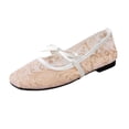 thumbnail image 2 of Gpaecead Women's Sequin Lace Mary Jane Flats Breathable Slip On Bow Strap Comfort Casual Summer Shoes For Party, F-Gold, 2 of 8