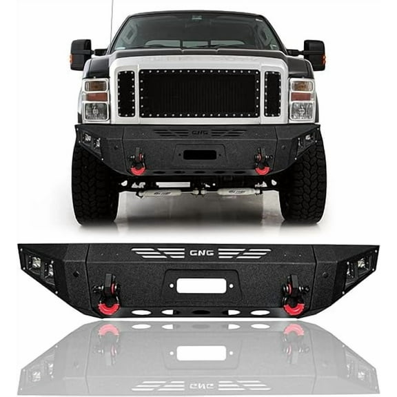 TIOYAR Steel Front Bumper for 2008-2009-2010 Ford F250/F350/F450 With Winch Plate&Lights (Black Texture)