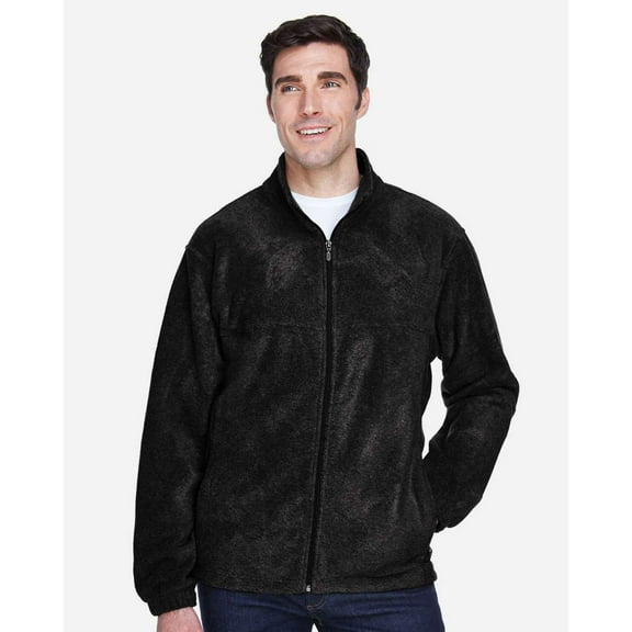 Harriton M990T Men's Tall Full-Zip Fleece-Black-XLT