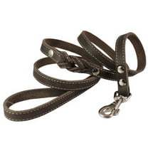 6' Genuine Leather Braided Dog Leash Brown 3/4" Wide for Largest Breeds
