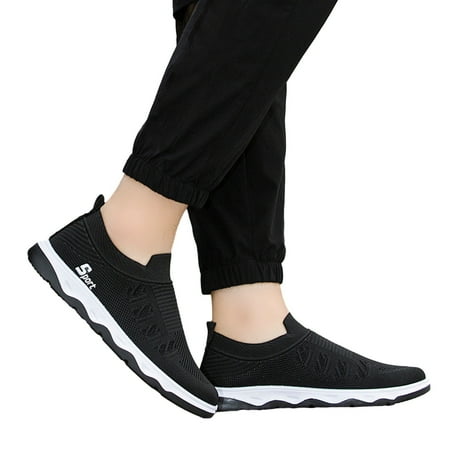 

Chnzic Men Shoes Flat Soled Casual Shoes Breathable Hollow Mesh Shoes Slip On Soft Soled Casual Shoes
