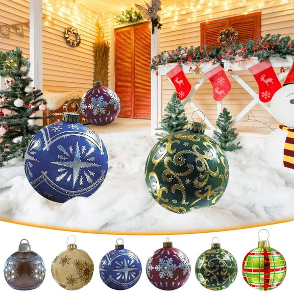 Fwttom 23.6 inch Large Inflatable Christmas Balls - Inflatable Christmas Decorations Outdoor Xmas Blow Ups Ornaments for Outside Holiday Yard Lawn Porch Decor