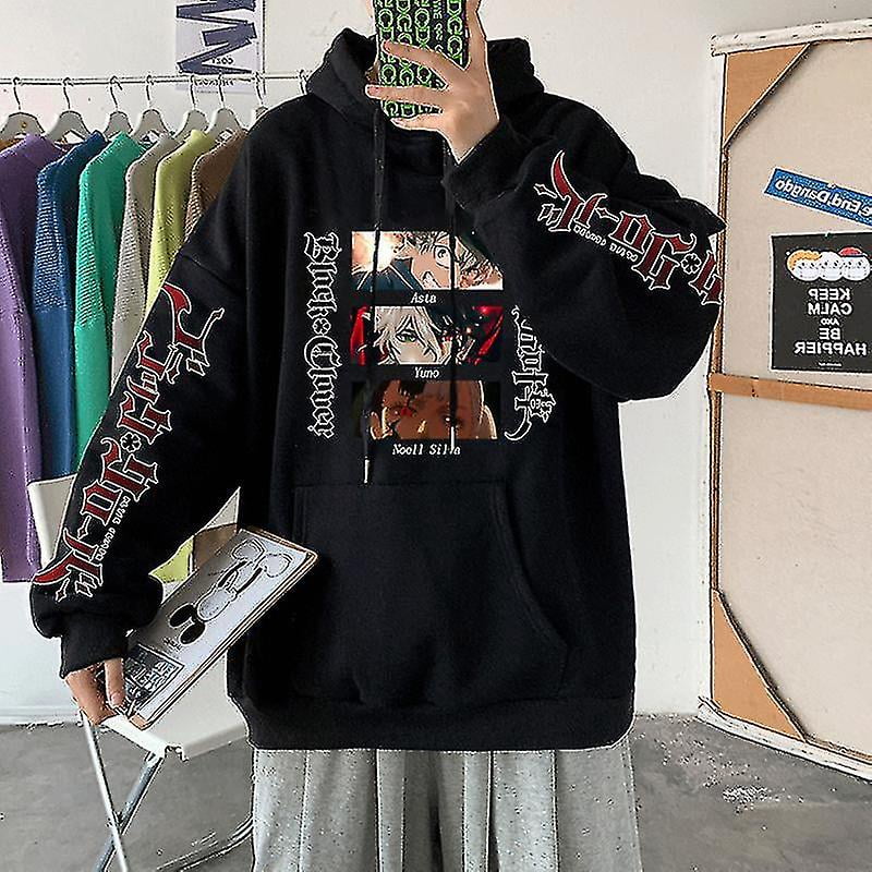 Anime Hoodie Japanese Anime Sweatshirt Harajuku Asta Graphic Black Clover Hoodie Clothes Hoodies Clothes Oversized Pullover Men Gray zhenv Walmart