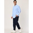 thumbnail image 3 of Lars Amadeus Camisa de lino para hombre, manga larga, informal, con botones, para playa, cargo Azul claro M Unique Bargains Camisa, 3 of 5