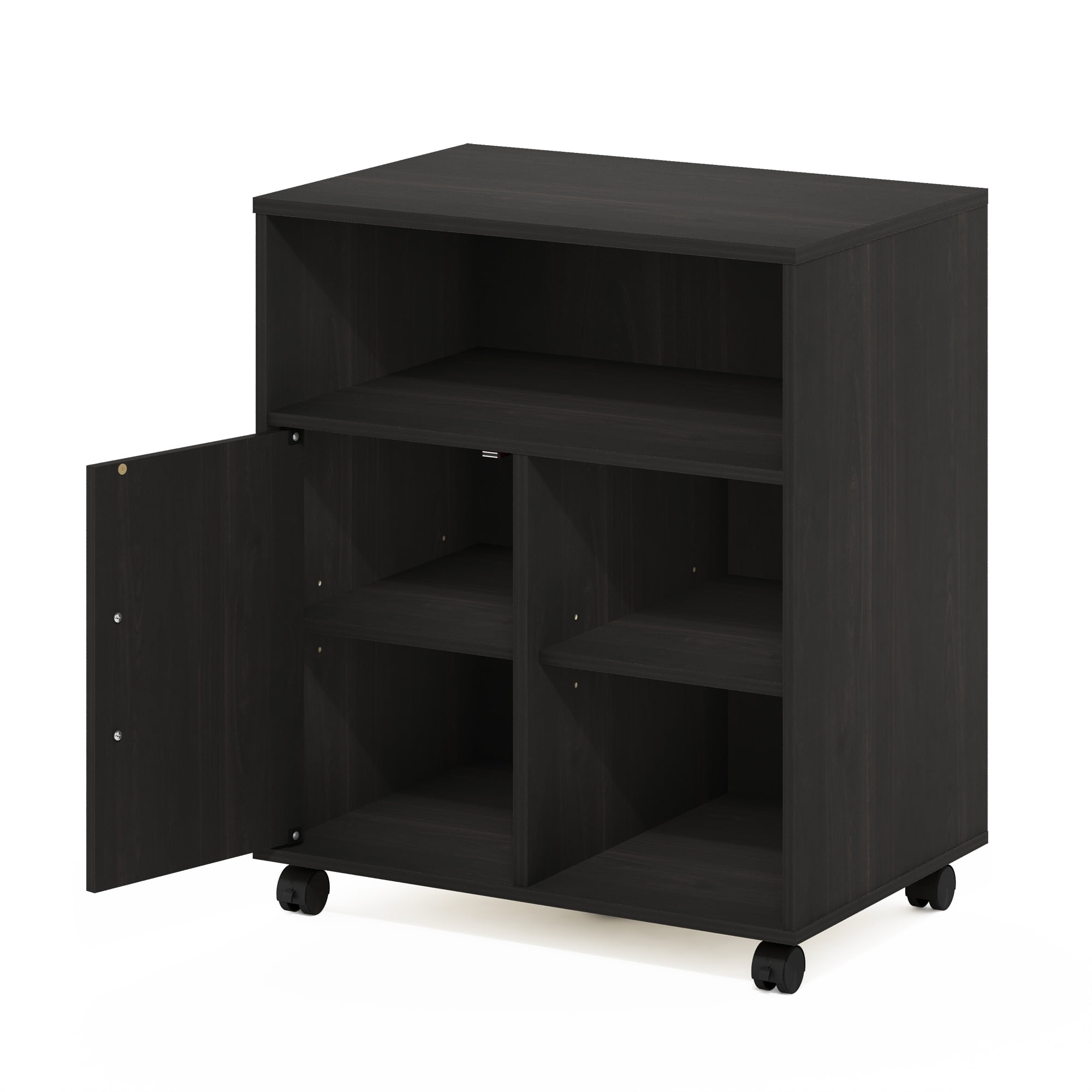 Furinno Econ Home Office Under Desk Printer Holder with Wheels, Espresso