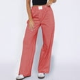 thumbnail image 2 of Timegard Work Pants for Women Striped Elastic High Waist Wide Leg Business Casual Loose Trousers Fall, 2 of 7
