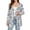 Blue Berry Leaf, variant on Women Lightweight Open Front Cardigan Long Sleeve Casual Outerwear, Relaxed Fit with V Neck Hip‑Length Irregular Hem, Trendy Draped Front Outfit, Fall Layering Top, Blue Ikat Chevron Print