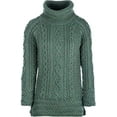 thumbnail image 3 of Irish Aran Cable Knitted Sweater 100% Premium Merino Wool Chunky Vented Roll Neck Pullover Women's Jumper Made in Ireland, 3 of 6