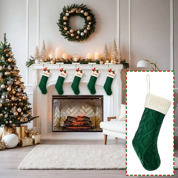 Vrorvz Personalized Christmas Socks Customized Names for Christmas Decorations Embroidered Stocking Gift Bag Large Capacity for Holiday Gifts Suit for Home Decor Festive Celebrations 18.1in Green