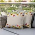 thumbnail image 5 of 2 Pack Outdoor Waterproof Throw Pillow Covers,Pastoral Retro Flowers Decorative Square Pillow Case Patio Pillowcases for Chair Couch Sofa 16x16in, 5 of 9