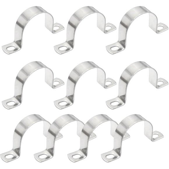 shiyou-10Pcs 2 inch Heavy Duty U-Tube Strap Clamp, 304 Stainless Steel U-Shaped Bracket Pipe Strap Clamp Hanger for Hose Clamp Pipe Clamp (50mm)