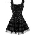 thumbnail image 1 of Minivestido gótico Bandage a cuadros para mujer, vestidos de corte en A con adorno de encaje estético Grunge, minivestido Punk ceñido al cuerpo, ropa de fiesta Sexy-AM, 1 of 5