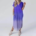 thumbnail image 4 of Vestido de Manga Corta para las Mujeres, Vestido Casual de Cuello en V de Bolsillo de Impresión de Moda Sexy Hecho de Poliéster Ligero para el Verano, Vestido de Verano para las Mujeres, 4 of 5