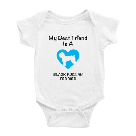 

My Best Friend is A Black Russian Terrier Dog Funny Baby Outfits 0-3 Months