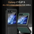 thumbnail image 3 of ELEHOLD Leather Case for Samsung Galaxy Z Flip 5 2023,Lychee Texture Leather Full Body Protective Hybrid Shockproof Slim Lightweight All-inclusive Protecition Cover for Samsung Z Flip 5, Green, 3 of 9