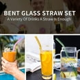 Glass Straw 10pcs Mixed Color Bent Glass Straw Set, 8'' Reusable