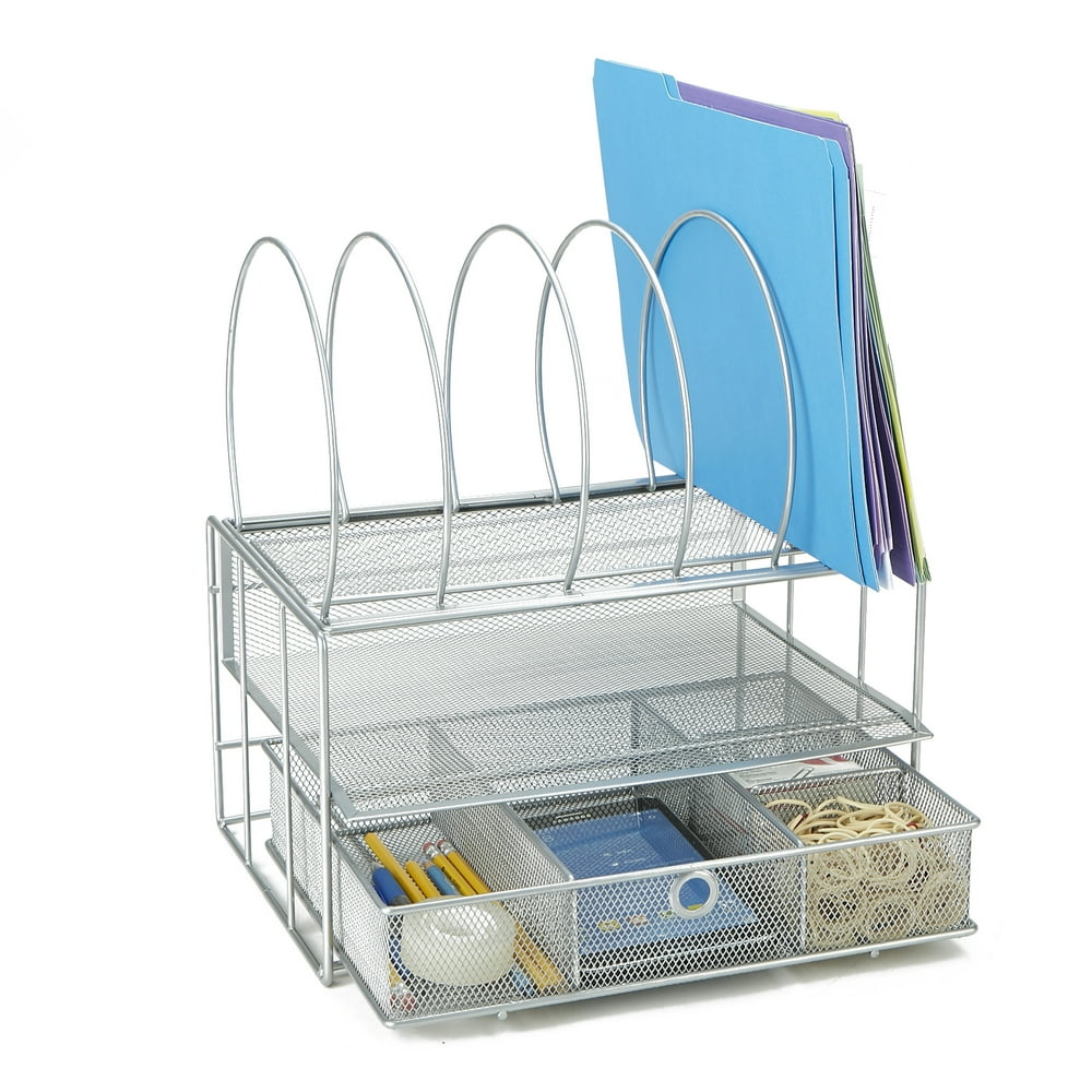 Mind Reader 2Tier Mesh Desk Organizer with 5 Removable File/Folder