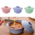 thumbnail image 2 of Cateissary Instant Noodles Bowl with Lid Japanese Fruit Curved Box Handle Style Large Household Simple Lunch Supplies Rice Ramen Bowls Mostrada Rosado, 2 of 5