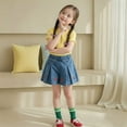 thumbnail image 2 of RMGVDSD Pleated Denim Skirts For Girls Casual Mini Summer Heart Printed A Line Flared Elastic Waist Loose Fit Party Kids Fashion Cute Comfortable Skirts,2-3 Years, 2 of 4