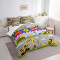 thumbnail image 3 of Manfei Boys Truck Tractor Twin Bedding Sets 7pcs, Construction Site Bedding Comforter Set, Transportation Theme Sheet Sets, Super Cozy Room Decor, 3 of 8