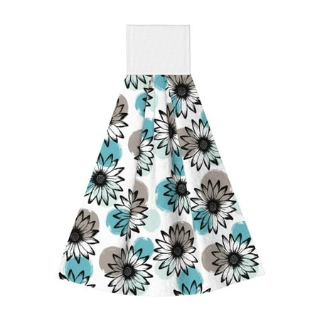 

Gaeub Watercolor Sunflower Print Hand Towels with Hook Hanging Tie Towels Coral Velvet Dishtowels for Bathroom Restroom Home Decor