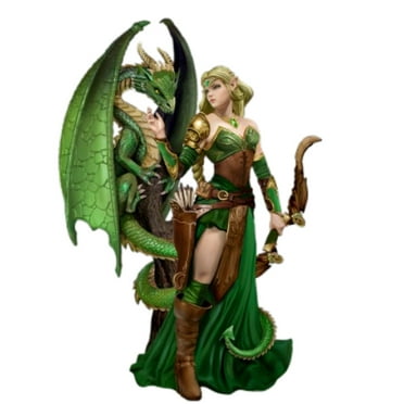 The Bradford Exchange Dragon Realms Sculpture Collection Issue #1: Forest Realm Fellowship Handcrafted Elfin Princess Aisling & Forest Dragon Willowfang Fantasy Artwork 8.25-inches