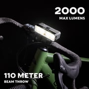 Swiss Tech High Powered Smart Bicycle Light Combo with 2000 Lumen Front Light