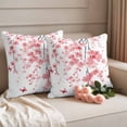 thumbnail image 2 of Spring Flowers Pillow Covers 2 Pack Country Watercolor Pink Cherry Blossom Floral Butterfly Pillowcase Waterproof Outdoor Throw Pillow Cover for Patio Garden Square Cushion 24”x24”, 2 of 9