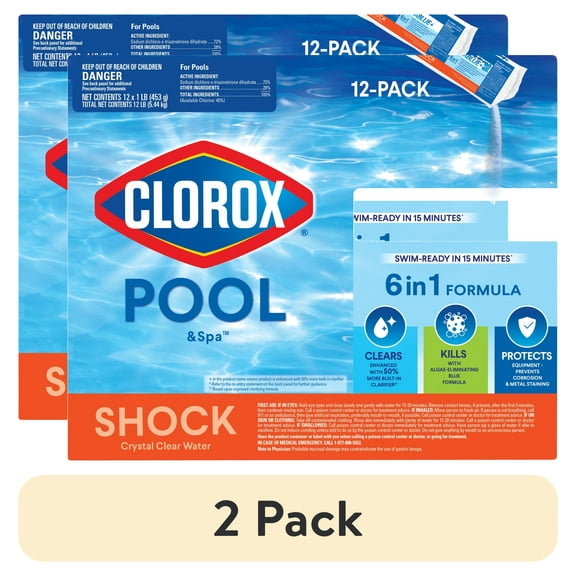 (2 pack) Clorox® Pool&Spa Swimming Pool Shock XTRABLUE® Plus™ Granules, Kills Bacteria & Algae in Swimming Pools, Swim-Ready in 15 Minutes, (12-Pack)