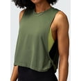 thumbnail image 4 of Large Armhole Tank Tops for Women - Workout Sport Yoga Running Gym Loose Crop Sleeveless Shirts Green L, 4 of 7