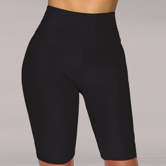 Conairie Workout Yoga Shorts for Womens Elastic Solid High Waisted Fitness Lifting Shorts Breathable Tights Tummy Control Biker Trousers L