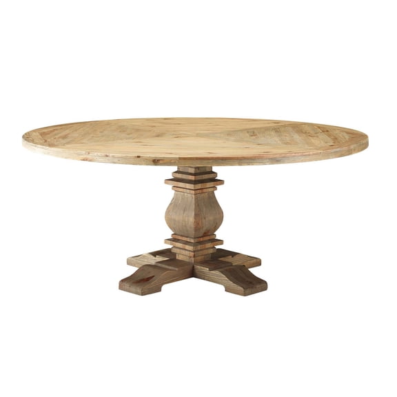 Industrial Country Cottage Farm Beach House Kitchen Dining Room Dining Table, Wood, Brown
