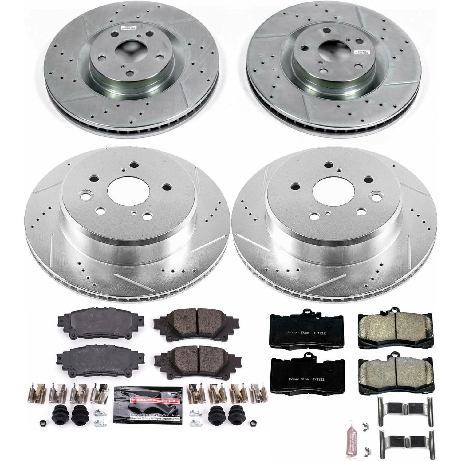 PowerStop Front and Rear Z23 Evolution Sport Carbon-Fiber Ceramic Brake Pad and Drilled & Slotted Rotor Kit Fits: LEXUS Select Models K6513