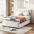 thumbnail image 3 of Harper & Bright Designs Full Size Upholstered Bed with Adjustable Trundle, Full Platform Bed with Padded Headboard for Bedroom, Twin Trundle can be Flat or Erected, Beige, 3 of 12