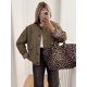thumbnail image 1 of Chaqueta de algodón forrada con estampado de leopardo para mujer, abrigo elegante con cuello redondo y bolsillos abatibles, prendas de vestir acolchadas a la moda, 2024, 1 of 5