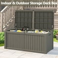 thumbnail image 6 of PATIOEASY 180 Gallon Deck Box, Lockable, UV-Resistant, Resin Outdoor Storage Box Waterproof, Patio Toys Storage Box for Bicycles, Skis, Tables-Coffee, 6 of 7