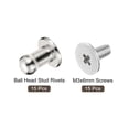 thumbnail image 3 of 4mm Ball Head Stud Rivets Screw Back, 15Pack Round Head Button Nipple Rivet, Silver Tone, 3 of 6