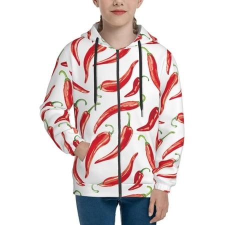 

Hoodies for Teen Girls Boys bell pepper chili Long Sleeve Youth Kids Essentials Zip Up Hoodie Lghtweight Fashion Hoodies & Sweatshirts Jacket Fall Winter Outfits Tops